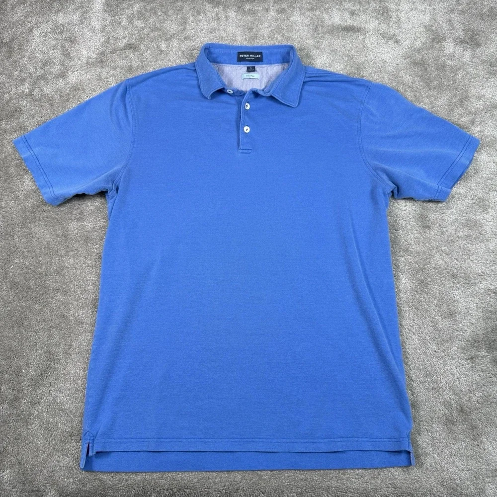 Peter‎ Millar Collection Shirt Mens Large Blue Perfect Pique Polo Golf Casual
